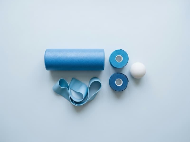 Faszienrolle, Kinesio-Tape, Therapieband und Ball